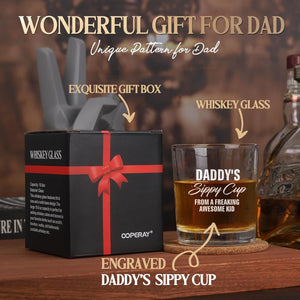 GeckoCustom Fathers Day Dad Gifts, Gifts for Dad on Fathers Day from Daughter Son, Fathers Day Christmas Birthday Gifts for Him Men Husband, Dad Gifts for Fathers Day from Kids, Daddys Sippy Cup Whiskey Glass