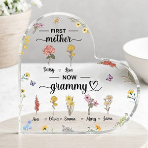 GeckoCustom First Mother Now Granny Heart Acrylic Plaque Personalized Gift K228 890571