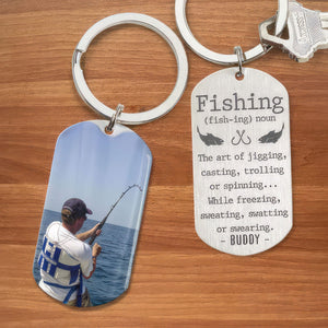 GeckoCustom "Fishing (fish-ing)noun" Fishing Outdoor Metal Keychain HN590