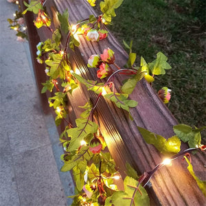 GeckoCustom Flower Green Leaf String Lights Artificial Vine Fairy Lights Battery Powered Christmas Tree Garland Light for Weeding Home Decor 7-Pink White flower / 2M 20LEDS