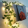 GeckoCustom Flower Green Leaf String Lights Artificial Vine Fairy Lights Battery Powered Christmas Tree Garland Light for Weeding Home Decor 3-Green Dill / 2M 20LEDS
