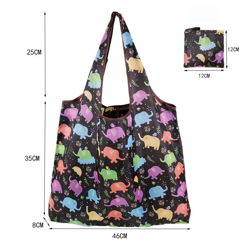 GeckoCustom Foldable Shopping Bag Reusable Travel Grocery Bag Eco-Friendly Cartoon Cat Dog Cactus Lemon Printing Tote Bag