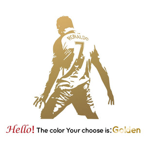 GeckoCustom Football Cristiano Ronaldo Vinyl Wall Sticker Soccer Athlete Ronaldo Wall Decals Art Mural For Kis Room Living Room Decoration Gold / M 28cm X 35cm