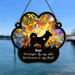 GeckoCustom Forever In My Heart Dog Memorial Suncatcher Ornament Personalized Gift TH10 891553 3.5" / 1pc