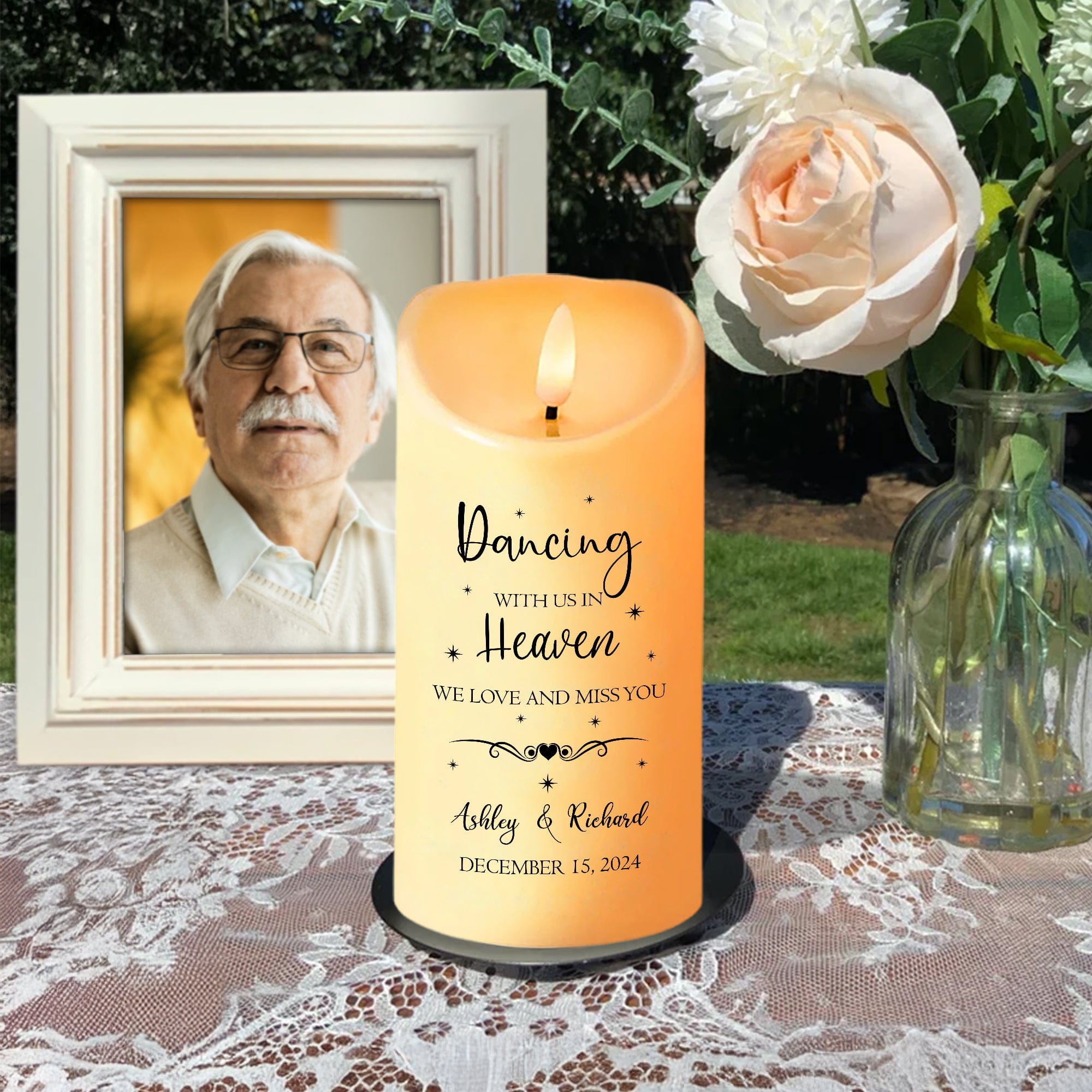 GeckoCustom Forever In Our Heart Wedding Memorial Personalized LED Candle HA75 891744