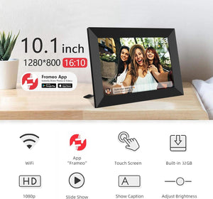 GeckoCustom FRAMEO 10.1 Inch Smart Wifi Digital Photo Frame 1280X800 IPS LCD Touch Screen, Auto-Rotate Portrait and Landscape, Built in 32GB Memory, Share Moments Instantly via Frameo App from Anywhere