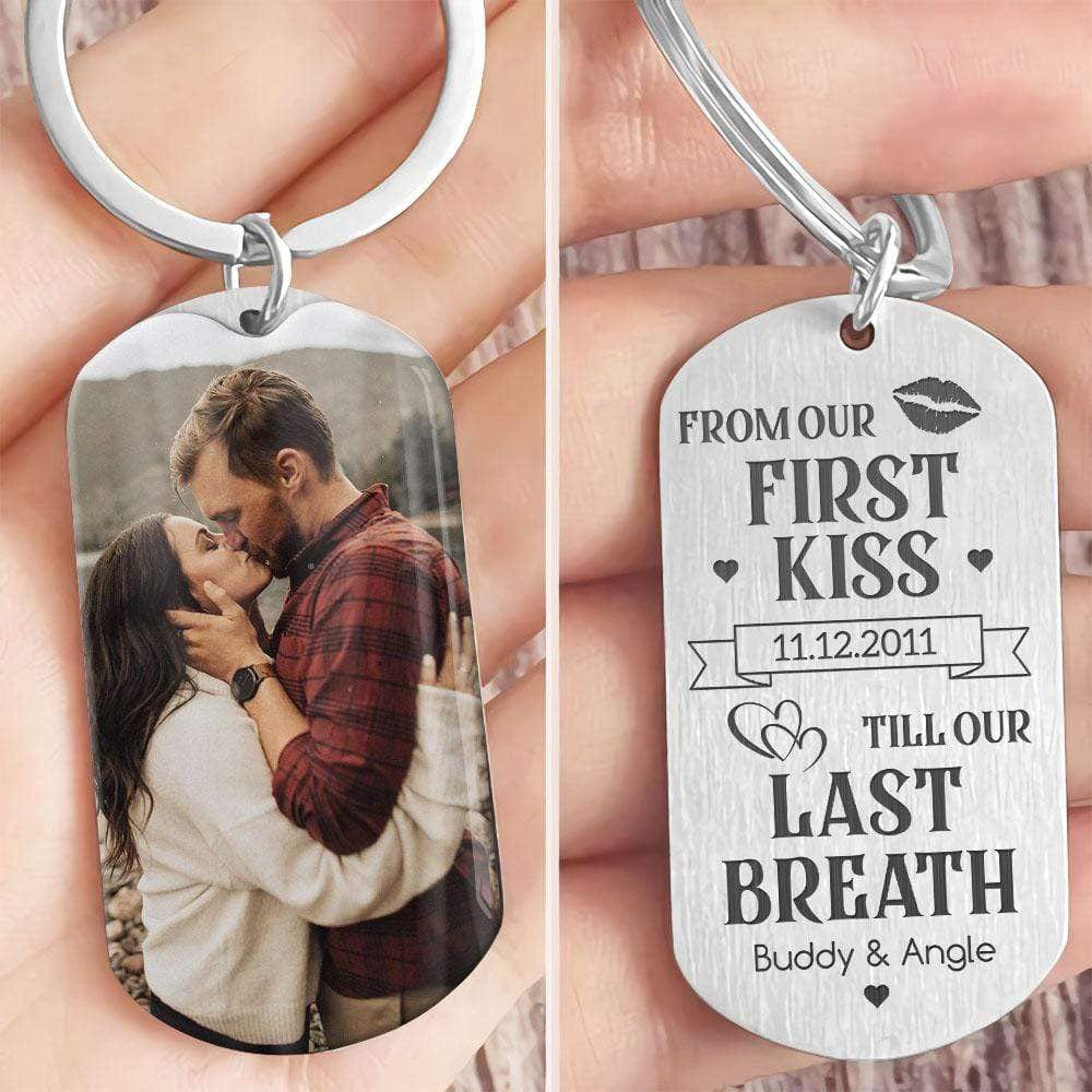 GeckoCustom From Our First Kiss Till Last Breath Couple Metal Keychain HN590