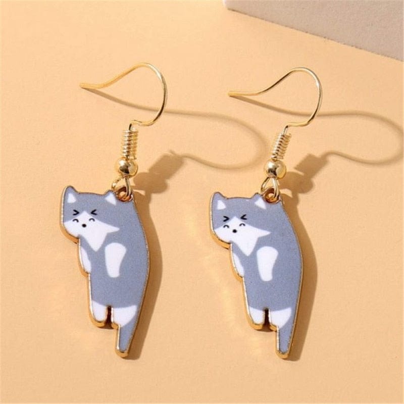 GeckoCustom Funny Black Cat Earring Jewelry 16