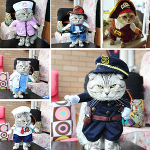 GeckoCustom Funny Cat Clothes Pirate Suit Clothes For Cat Dog Costume Clothing Corsair Halloween Clothes Dressing Up Cat Party Costume Suit