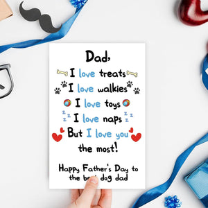 GeckoCustom Funny Dog Dad Fathers Day Card from Son Daughter, Cute Dog Dad Gifts for Men, Happy Father’S Day Card for Him