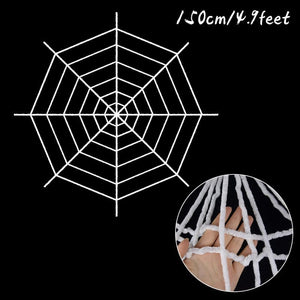 GeckoCustom Giant Spider Web Scary Props Horror Halloween Party Decorations 150cm white web