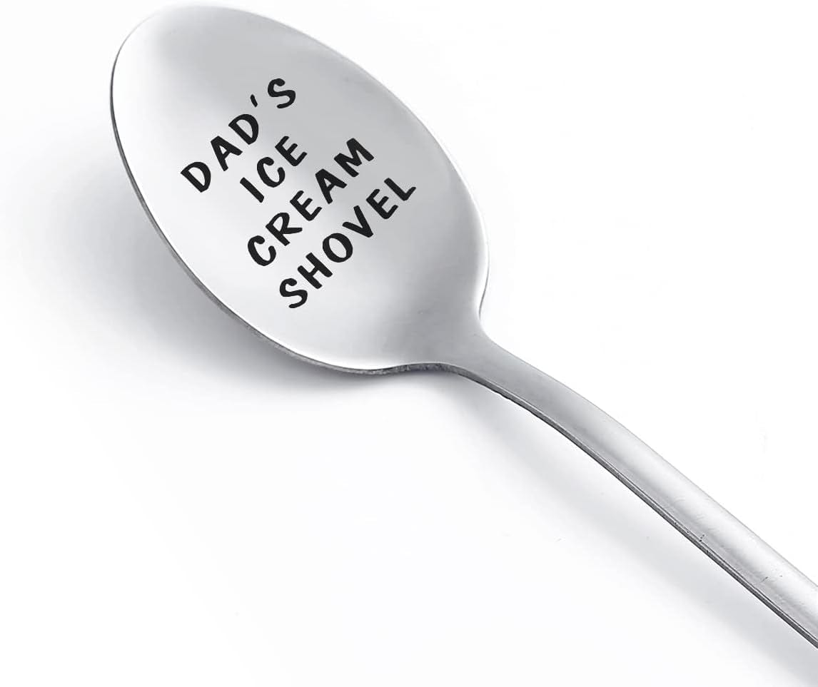 GeckoCustom Gifts for Dad Fathers Gifts for Men Funny Engraved Stainless Steel Spoon Shovel, Birthday Father’S Day Gifts Thanksgiving Gifts for Him Grandpa. Dad Ice Cream Scoops