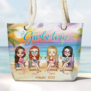 GeckoCustom Girls Trip Canvas Beach Bag With Rope Handle Personalized Gift N304 889657