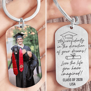 GeckoCustom Go Confidently In The Direction Of Your Dream Graduation Metal Keychain 890367