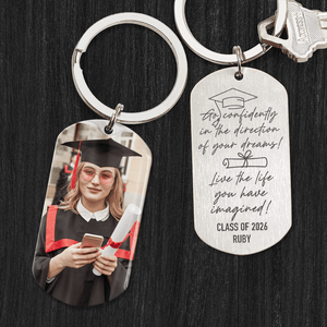 GeckoCustom Go Confidently In The Direction Of Your Dream Graduation Metal Keychain 890367