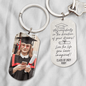 GeckoCustom Go Confidently In The Direction Of Your Dream Graduation Metal Keychain 890367