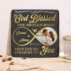 GeckoCustom God Knew My Heart Needed You Custom Couple Photo Stone With Stand Valentines Day Gift HO82 895094 5.9"x5.9"x0.4"