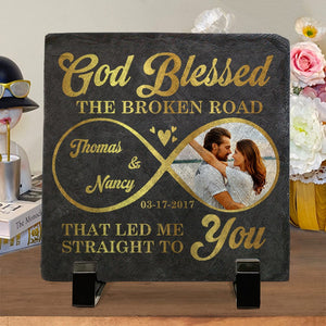 GeckoCustom God Knew My Heart Needed You Custom Couple Photo Stone With Stand Valentines Day Gift HO82 895094 5.9"x5.9"x0.4"