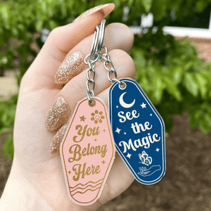 GeckoCustom Good Things Are Coming With Retro Inspired Motel Acrylic Keychain Personalized Gift TA29 889814