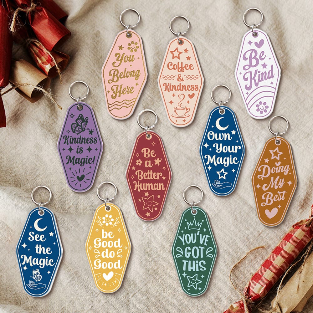 GeckoCustom Good Things Are Coming With Retro Inspired Motel Acrylic Keychain Personalized Gift TA29 889814