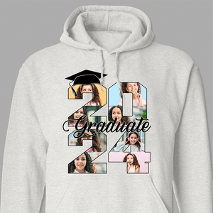 GeckoCustom Graduate 2024 Upload Photo Shirt, Graduation 2024 Gift, T368 HN590 Pullover Hoodie / Sport Grey Colour / S