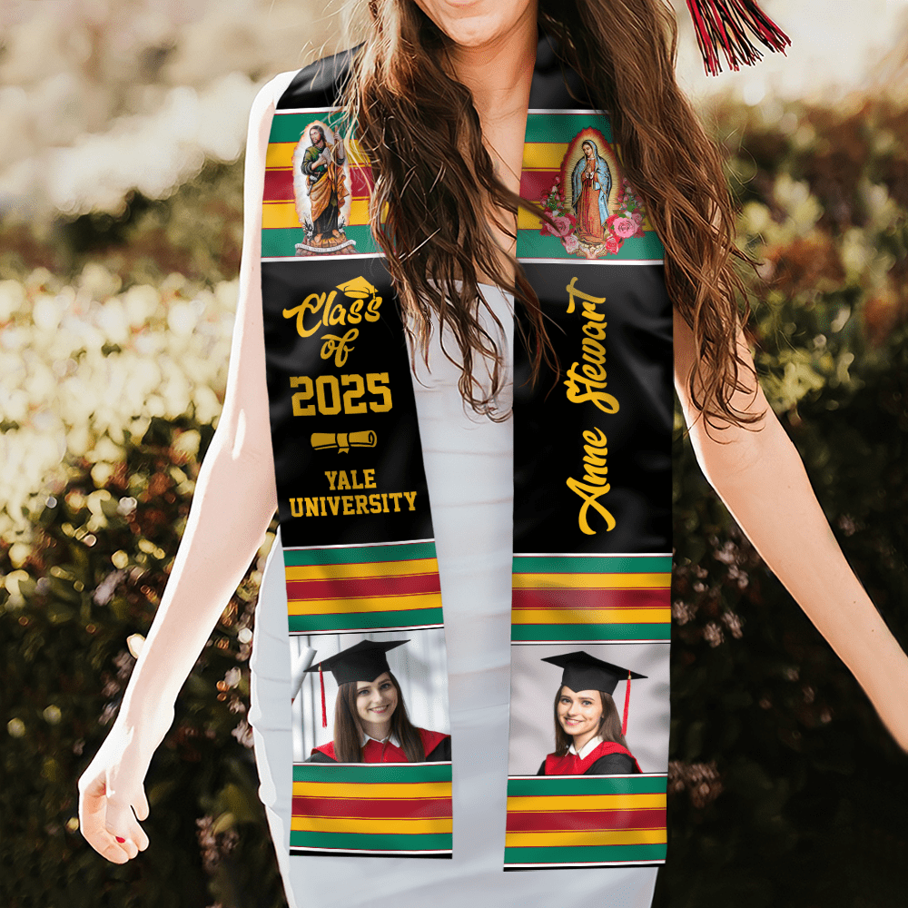 GeckoCustom Graduation 2024 Stoles Sash, Graduation Gift, Mexico Senior Gift HN590 HA75 895082 Round Neck / 6x72 inch