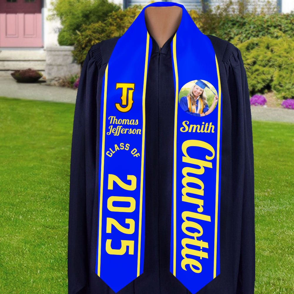 GeckoCustom Graduation 2025 Stoles, Upload Photo, Custom Name and School TA29 890283 6x72 inch