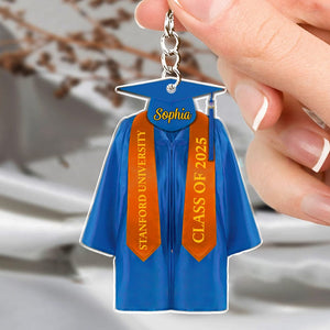 GeckoCustom Graduation Robes And Hat For Bachelor, Senior Acrylic Keychain Personalized Gift T368 890126 60mmW x 40mmH