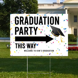 GeckoCustom Graduaton Party This Way Yard Sign TH10 892415