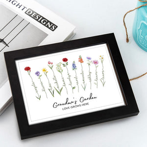 GeckoCustom Grandma's Garden With Floral Bouquet Family Picture Frame Personalized Gift TA29 890222 10"x8"