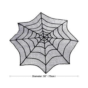 GeckoCustom Halloween Bat Table Runner Black Spider Web Lace Tablecloth Fireplace Curtain for Halloween Party Decoration Horror House Props as picture 4