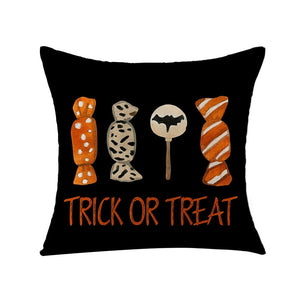 GeckoCustom Halloween Decorations Cushion Cover 45cm Linen Pillow Cover Funny Pumpkin Candy Cobweb Printed Pillow Case Home Decor Pillowcase 6 / 45x45cm