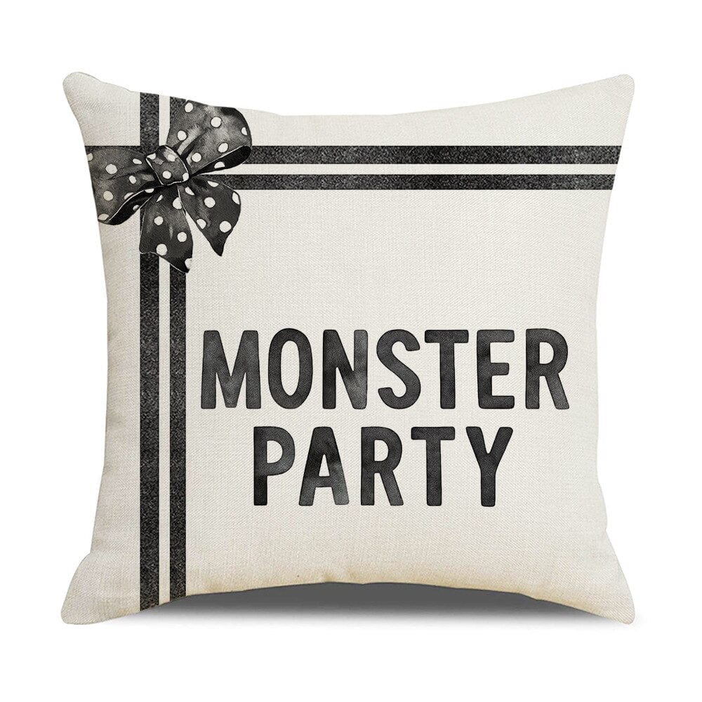 GeckoCustom Halloween Decorations Cushion Cover 45cm Linen Pillow Cover Funny Pumpkin Candy Cobweb Printed Pillow Case Home Decor Pillowcase 3 / 45x45cm