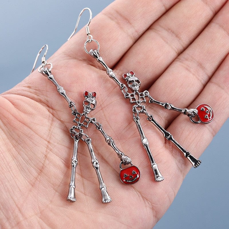 GeckoCustom Halloween Skull Skeleton Drop Earrings