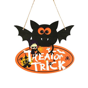 GeckoCustom Halloween Wooden Ornaments Pumpkin Ghost Trick or Treat Pendants Halloween Party Decoration for Home Door Hanging Signs Kids Toy B09