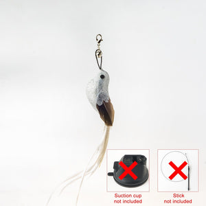 GeckoCustom Handfree Bird/Feather Cat Wand with Bell Powerful Suction Cup Interactive Toys for Cats Kitten Hunting Exercise Pet Products Replacement 03 Only