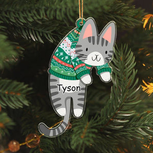 GeckoCustom Hanging Cat Personalized Gift Acrylic Ornament HA75 891582