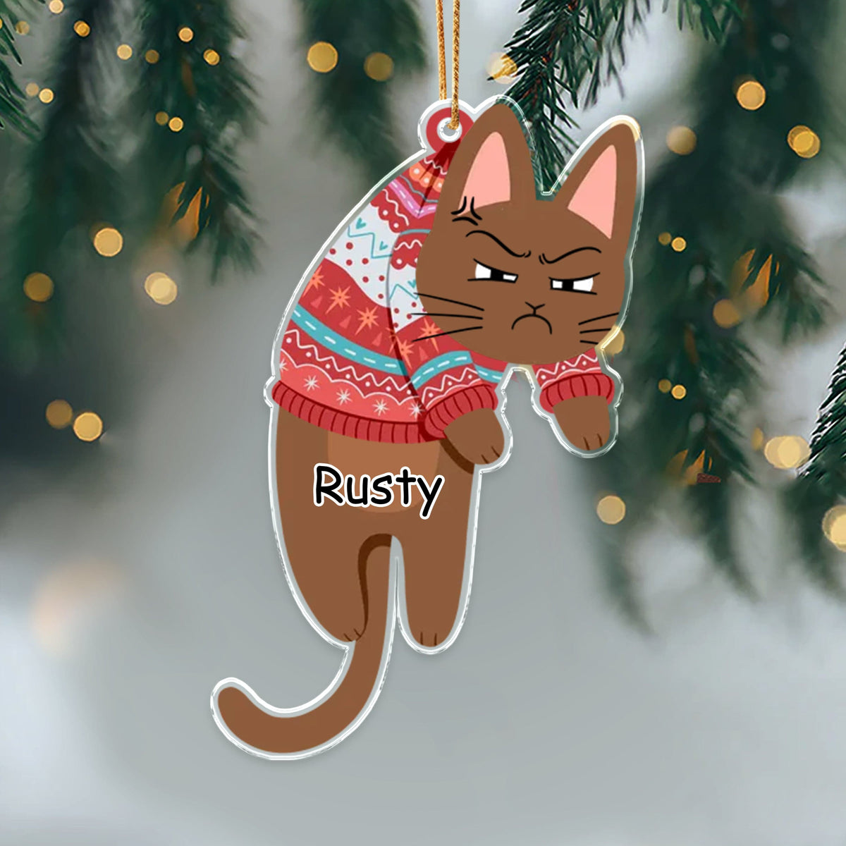 GeckoCustom Hanging Cat Personalized Gift Acrylic Ornament HA75 891582