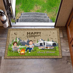 GeckoCustom Happy Camper Chibi Couple Camping Doormat K228 888597