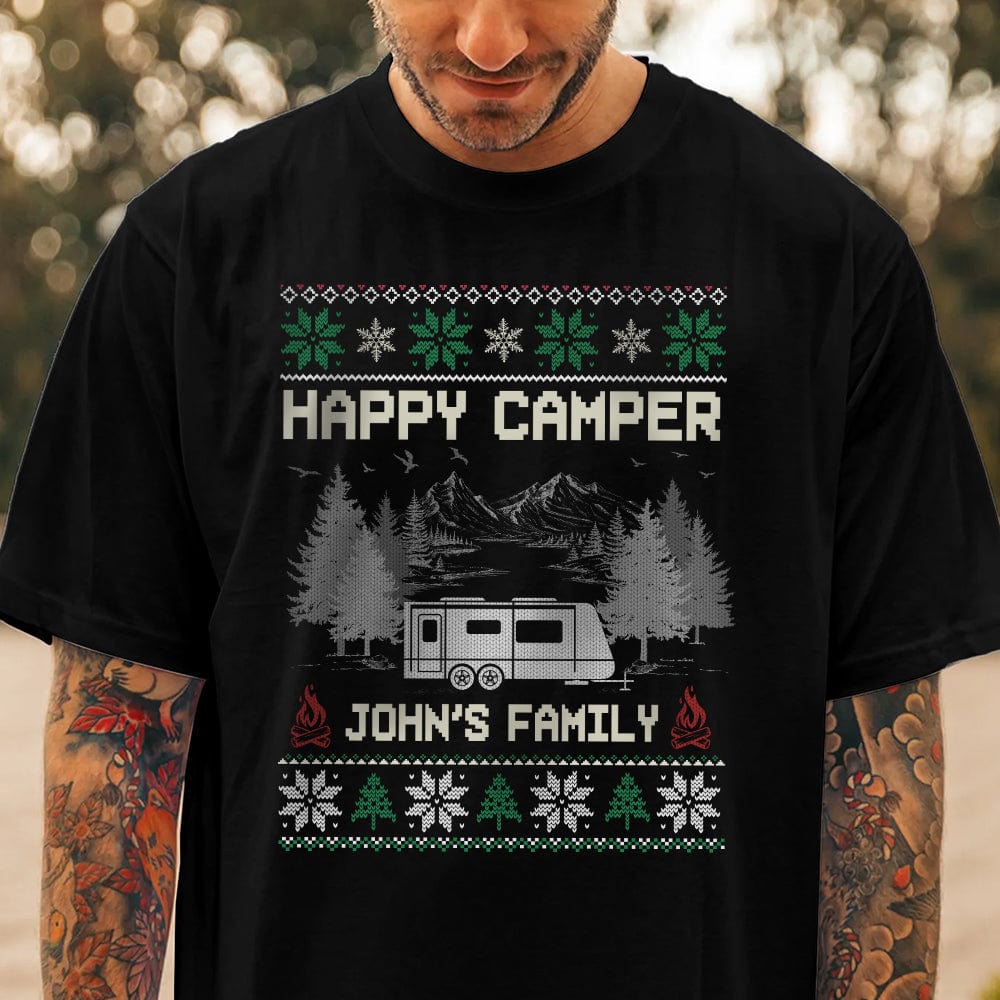 GeckoCustom Happy Camper Christmas Sweatshirt Personalized Gift TA29 889845