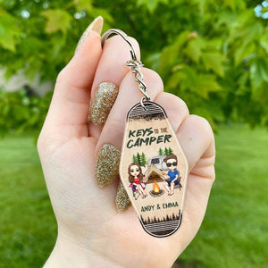 GeckoCustom Happy Camper For Couple Camping Keychain Personalized Keychain K228 889731