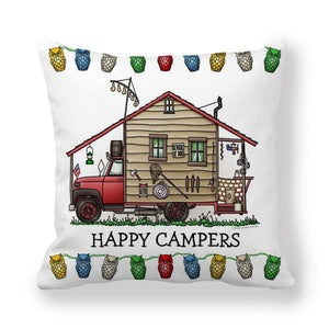 GeckoCustom Happy Camper Pillow Case Owl Camper Throw Pillow Case Cover Decorative Pillowcases 45*45CM Car Pillowcase hoofdkussen almohada 13 / 450*450mm
