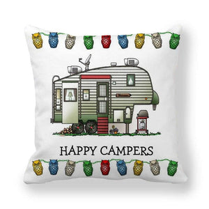 GeckoCustom Happy Camper Pillow Case Owl Camper Throw Pillow Case Cover Decorative Pillowcases 45*45CM Car Pillowcase hoofdkussen almohada 8 / 450*450mm