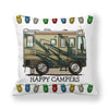 GeckoCustom Happy Camper Pillow Case Owl Camper Throw Pillow Case Cover Decorative Pillowcases 45*45CM Car Pillowcase hoofdkussen almohada