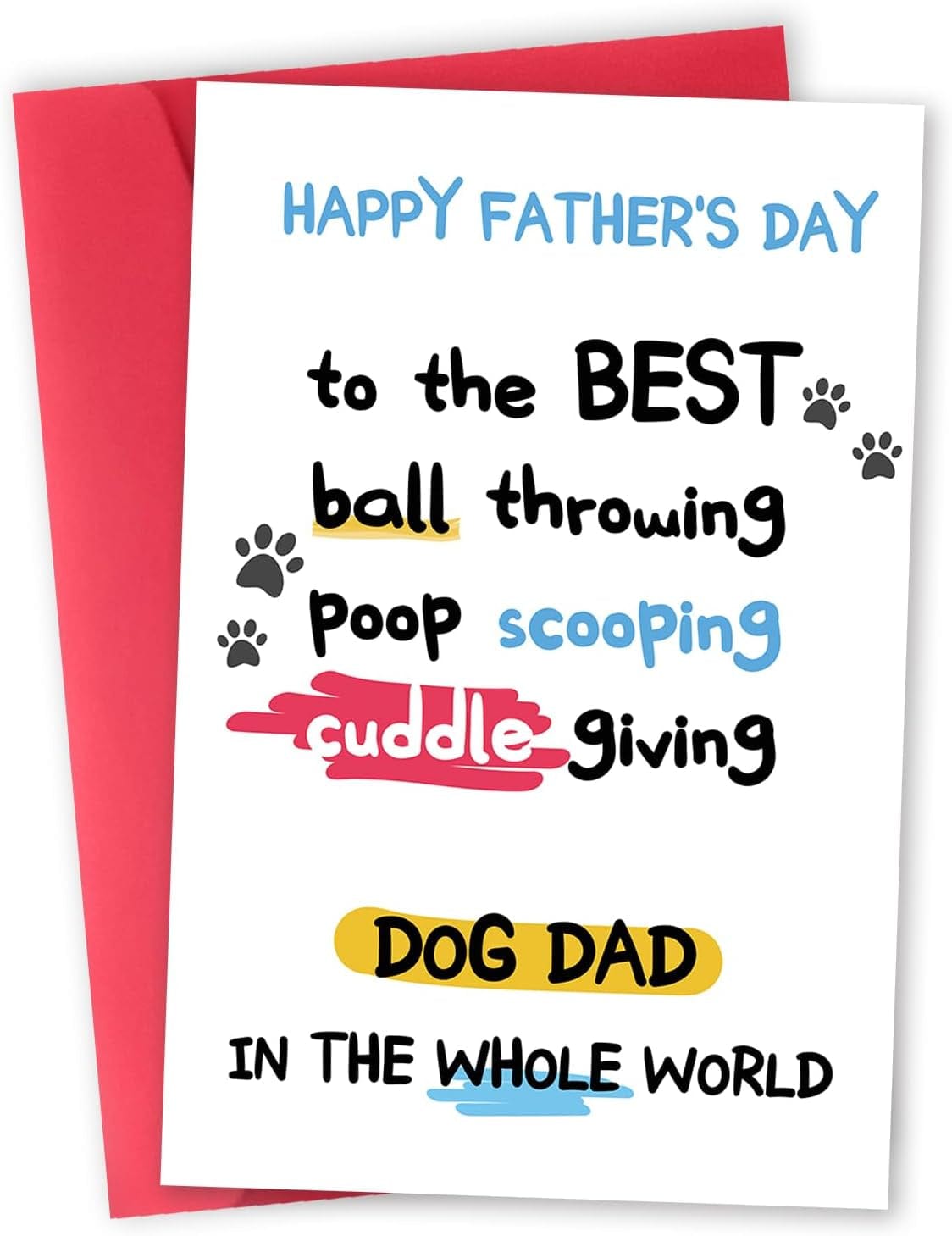 GeckoCustom Happy Father'S Day Card for Dog Dad, Funny Dog Dad Gifts for Men Him, Best Dog Dad Card, Gifts from Dog, Lovely Dog Dad Father'S Day Card from Son Daughter Yellow Dog Dad