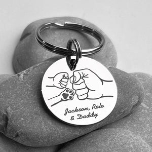 GeckoCustom Happy Father's Day Fist Bump with Paw Keychain Personalized Gift HO82 890742 Stainless Steel