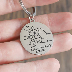 GeckoCustom Happy Father's Day Fist Bump with Paw Keychain Personalized Gift HO82 890742 Stainless Steel