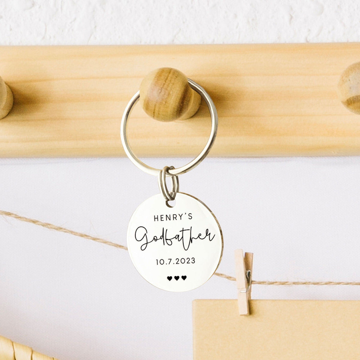 GeckoCustom Happy Father's Day Godfather Keychain Personalized Gift HO82 890674 Stainless Steel