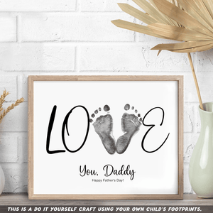 GeckoCustom Happy Father's Day Love With DIY Footprint Art Poster Canvas Picture Frame HO82 890594