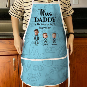 GeckoCustom Happy Father's Day This Daddy The Master Chef Is Loved By Cotton Apron HO82 893352 29x34 inches